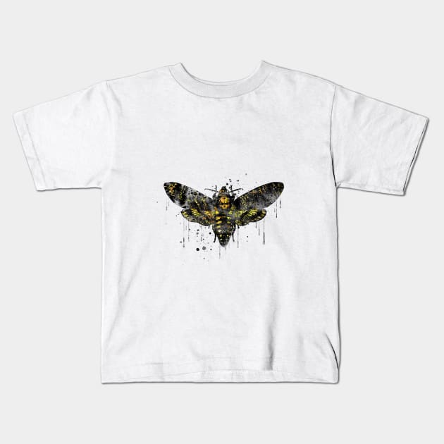 Deaths head hawk moth Kids T-Shirt by RosaliArt